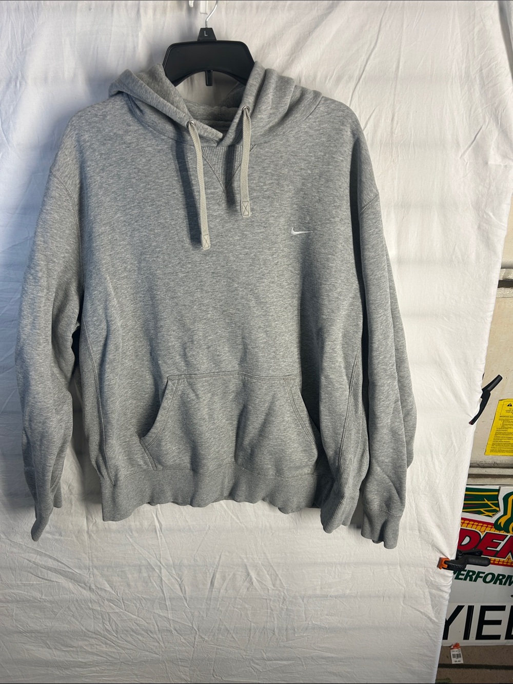 Nike Light Gray Pullover Hoodie with Subtle Swoosh